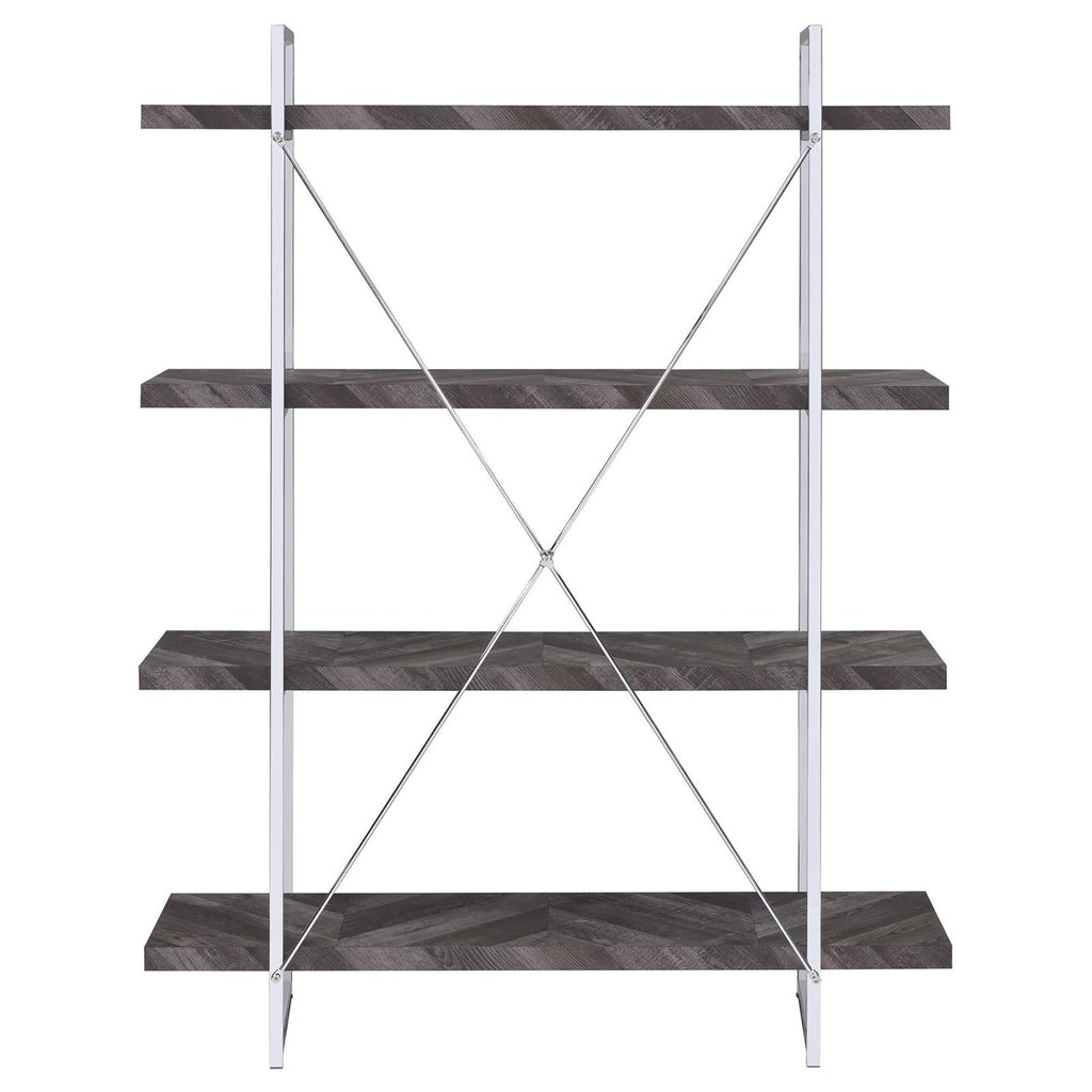 Herringbone - Bookcase With Full Length Shelf - Gray