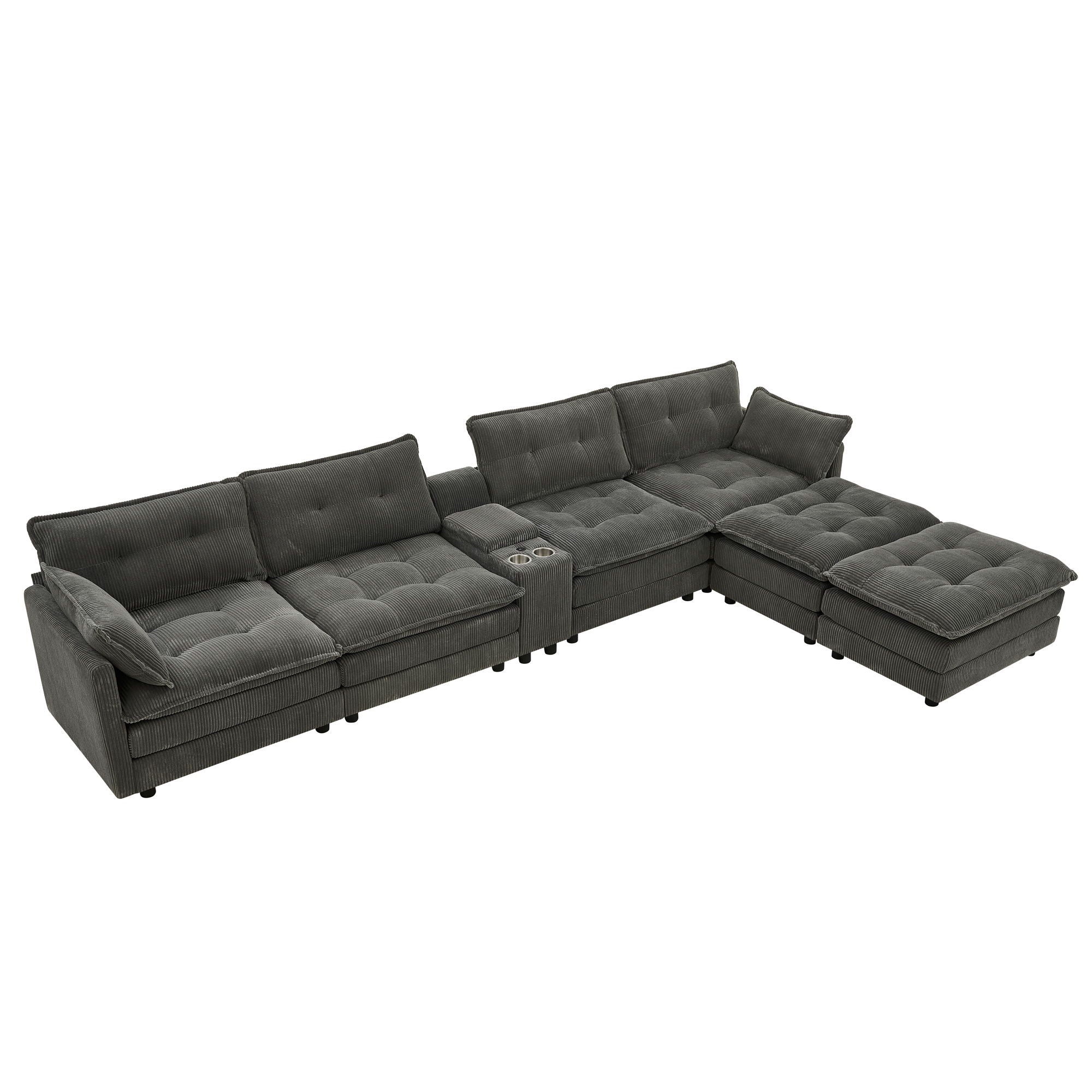 Oversized Modular Sectional Sofa With Multi Functional Console