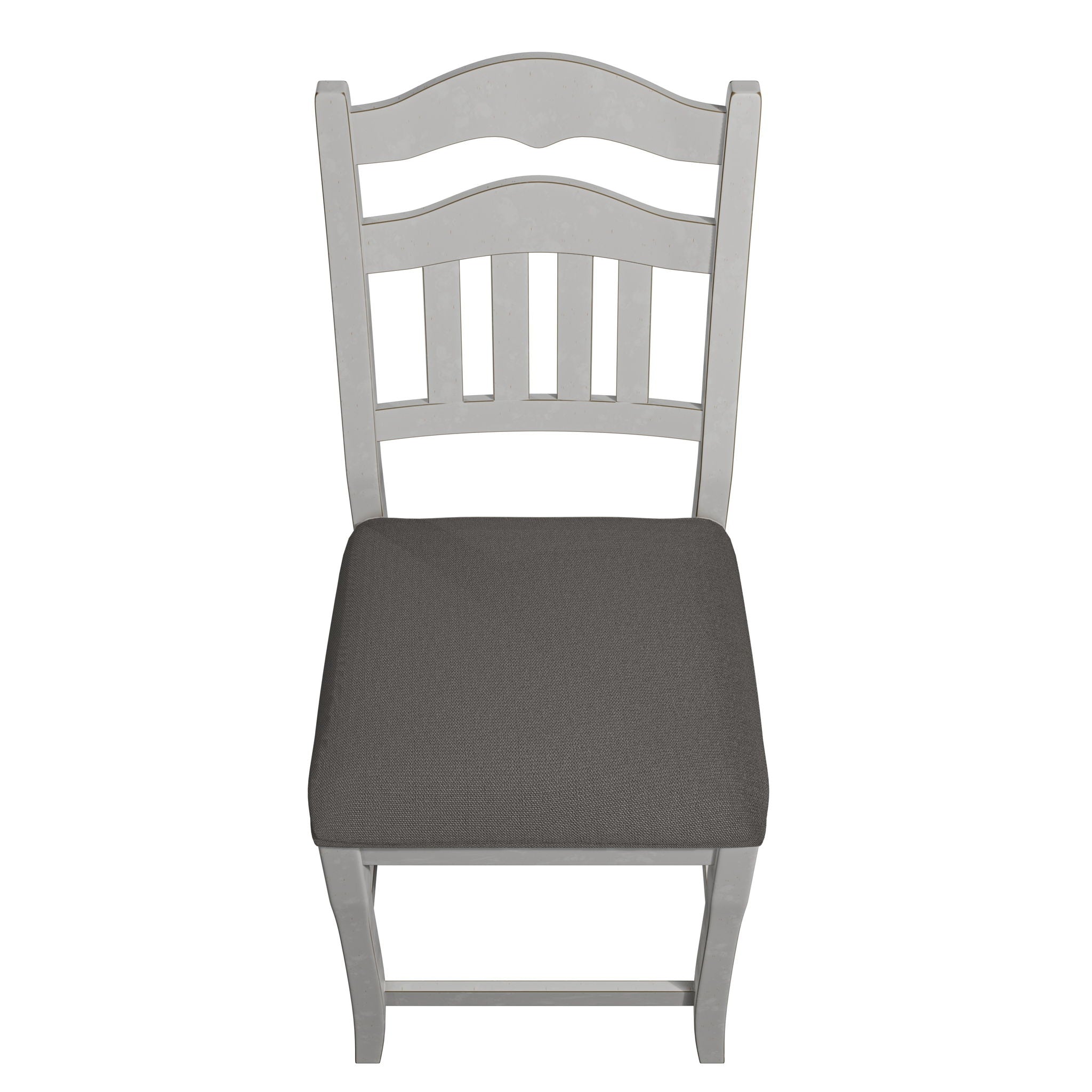 7 Piece Counter Height Dining Set With Storage Base And Ladder Back Chairs - Antique White / Gray