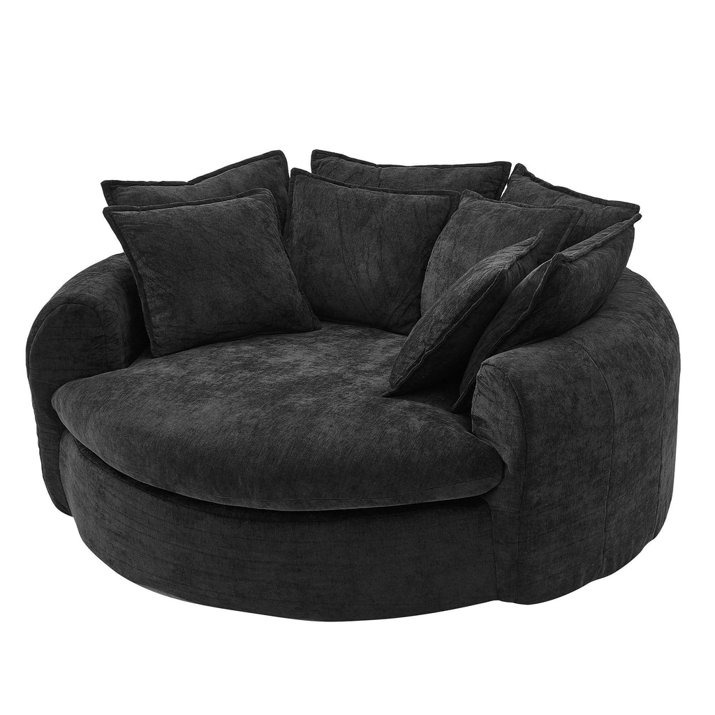 Modern Round Chaise Sofa With 8 Throw Pillows