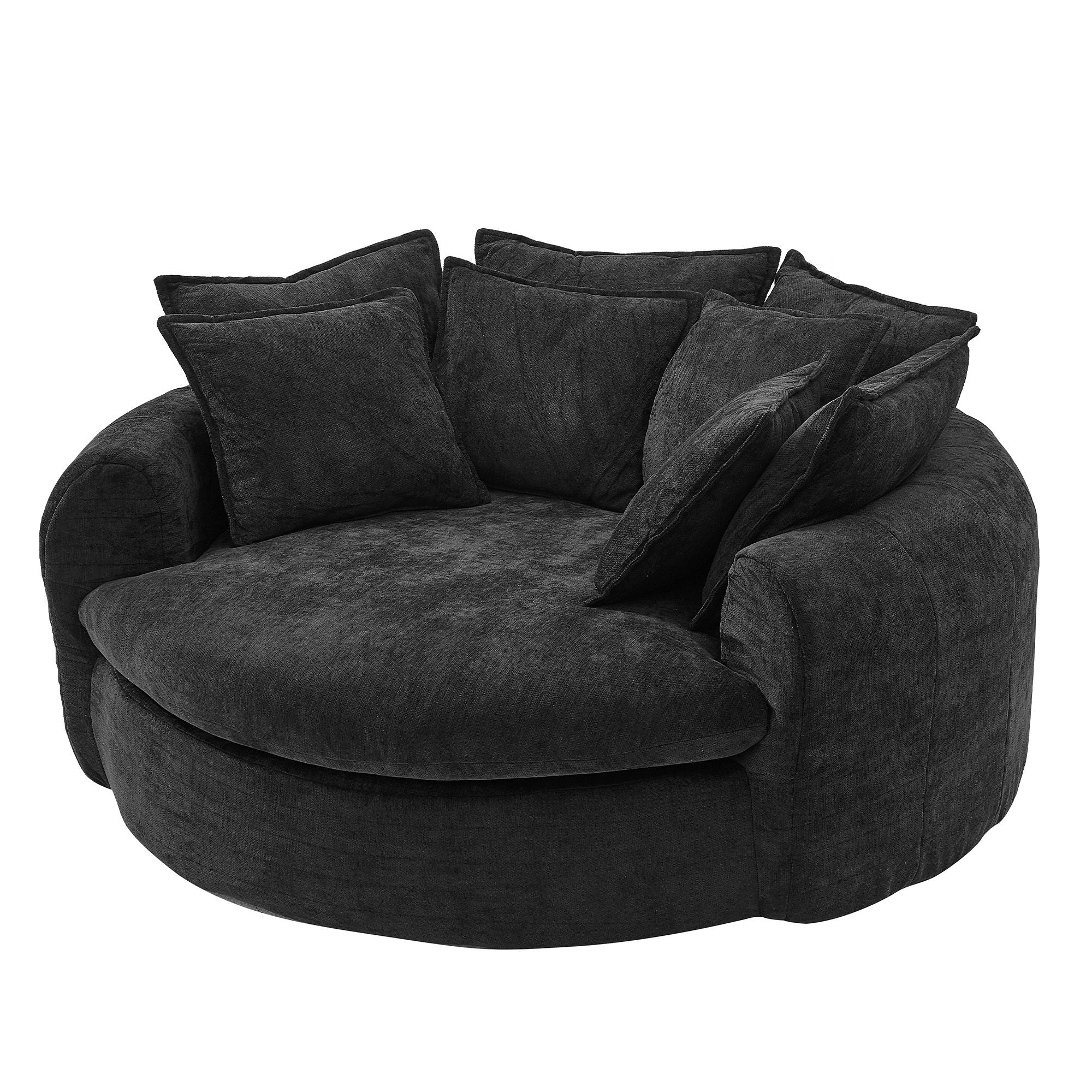 Modern Round Chaise Sofa With 8 Throw Pillows