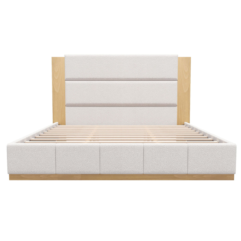 Modern Upholstered Platform Bed With Extended Headboard