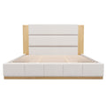 Modern Upholstered Platform Bed With Extended Headboard