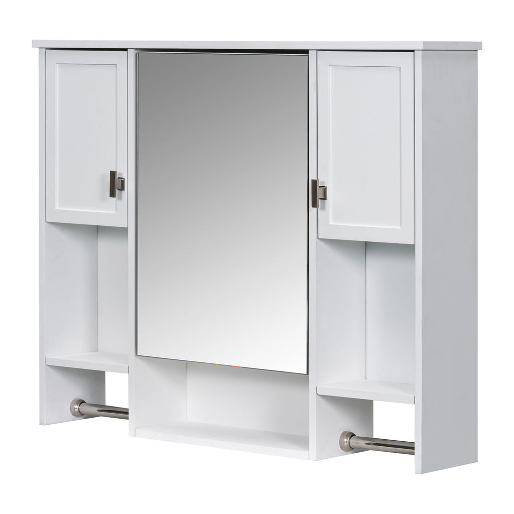 Wall Mounted Bathroom Storage Cabinet With Mirror, Medicine Cabinet With Towel Bar