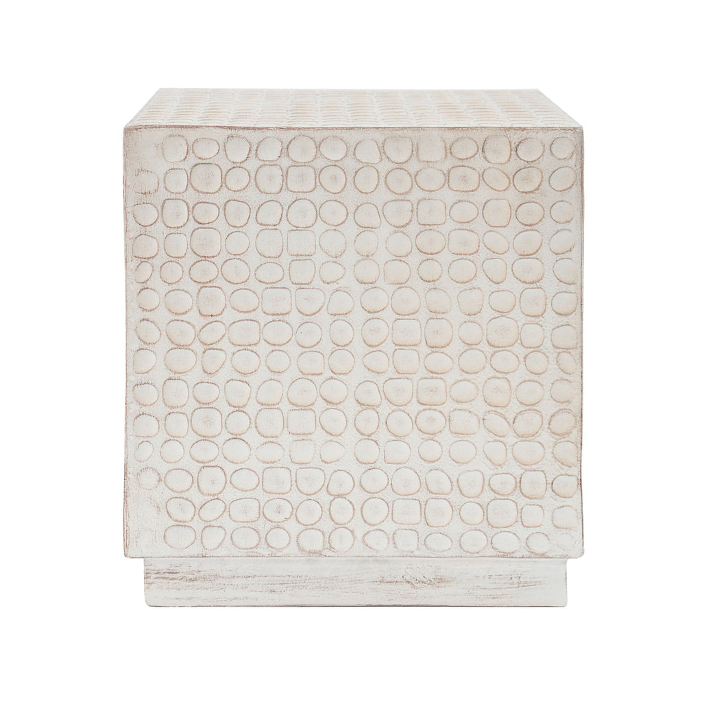 Chic Modern Mgo Cube Side Table With Fluted Design - Antique Brown