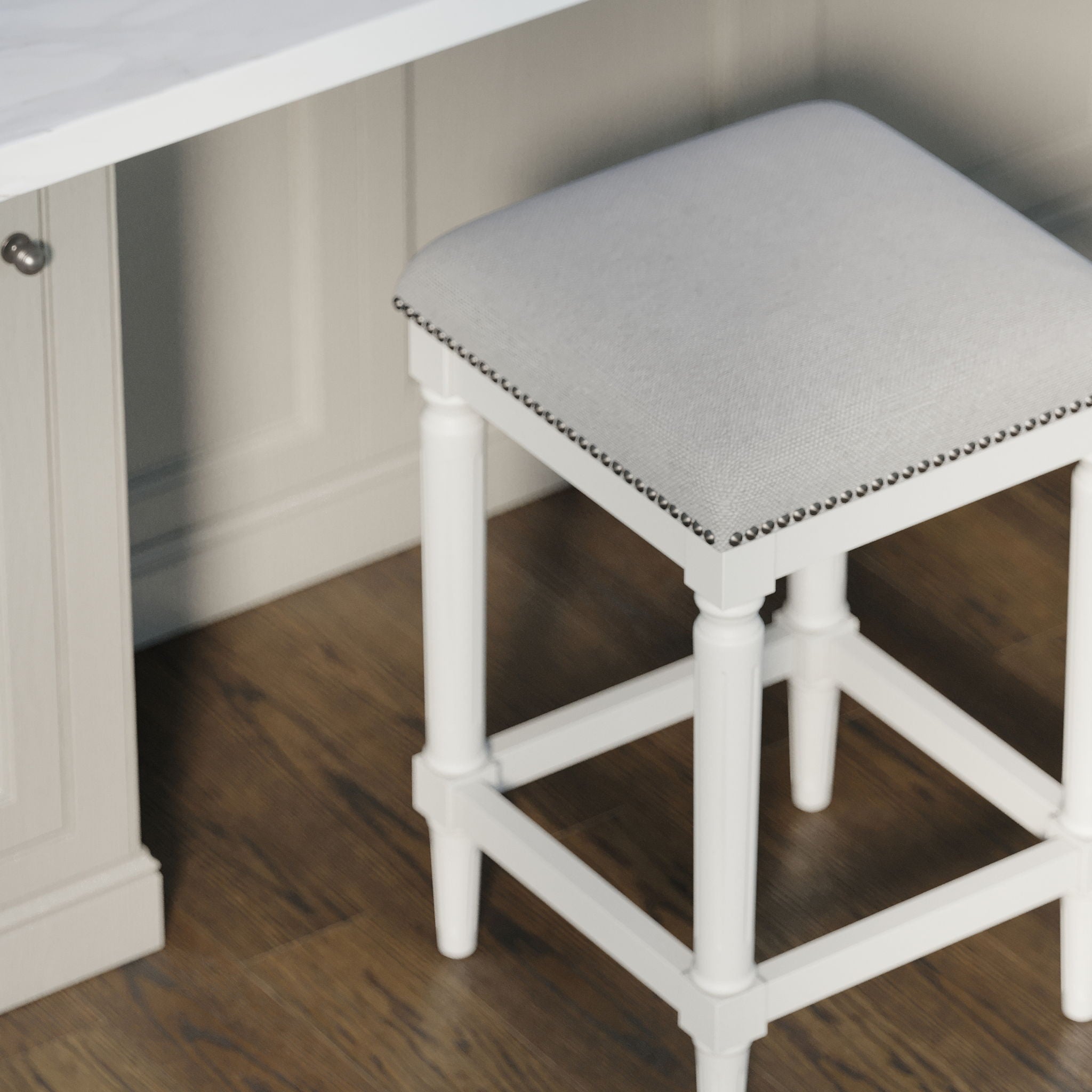 Square Stool With Upholstered Seat