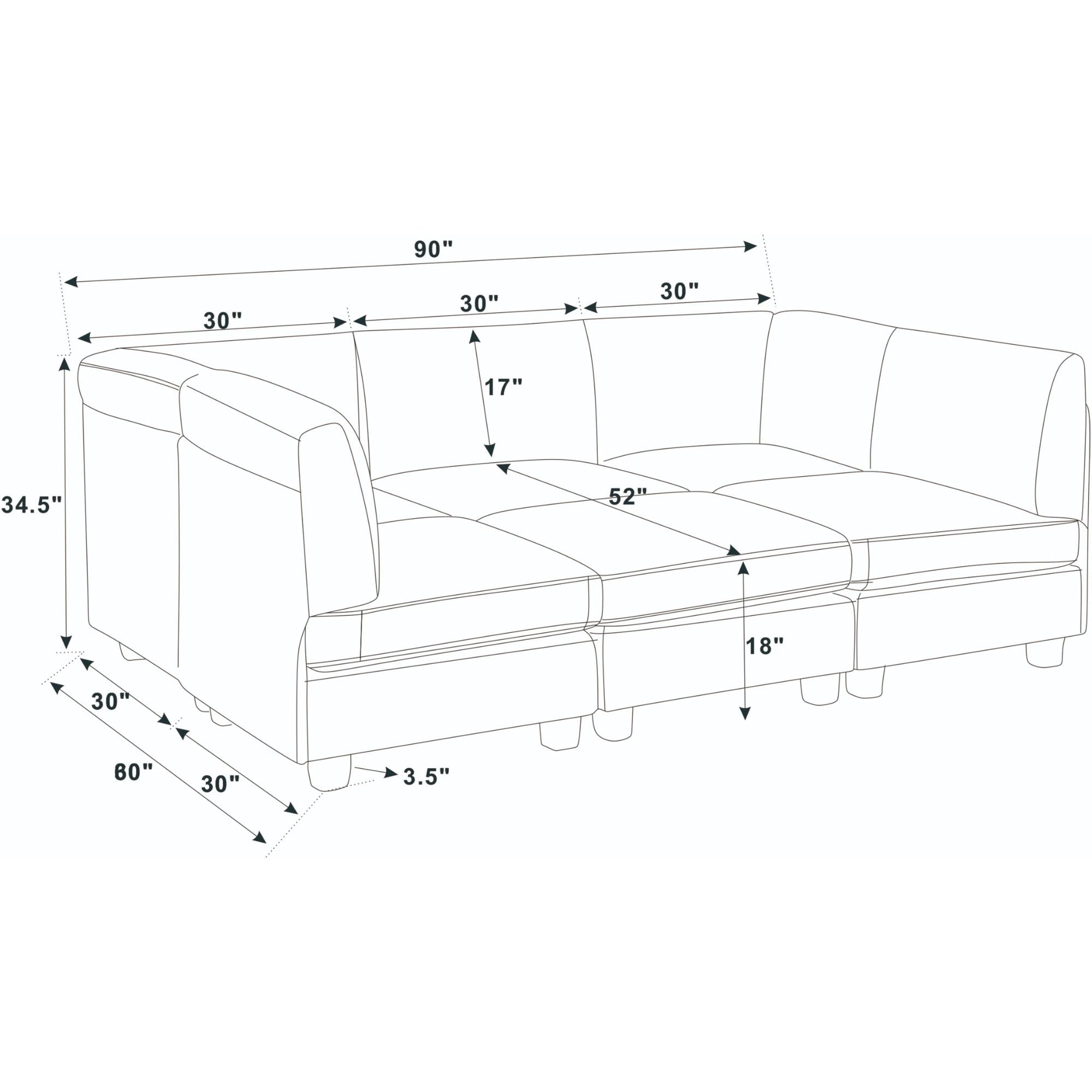 Upholstered Modular Sectional - Black