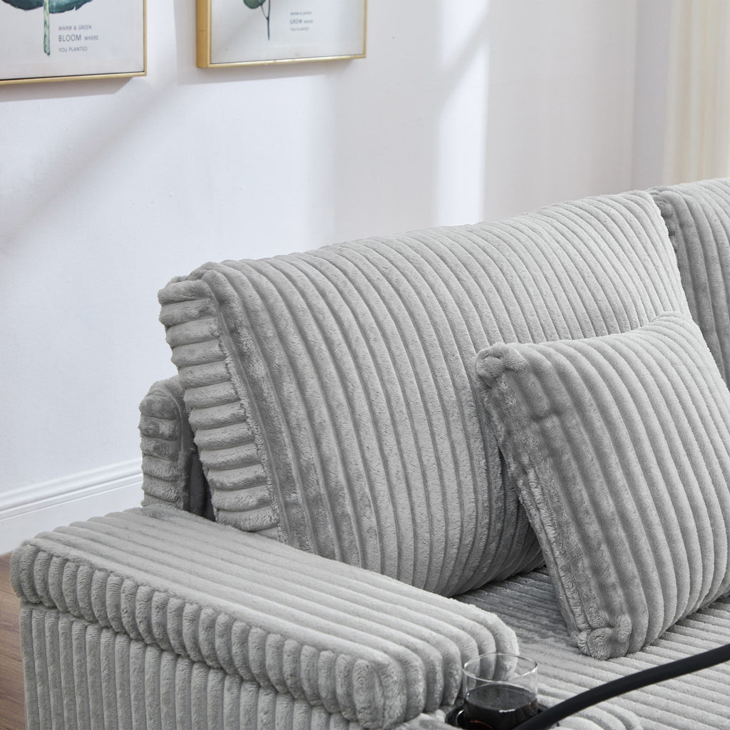 Modern Chaise Sofa With Adjustable Backrest, Cup Holders, Phone Holder & Storage Compartments For Living Room