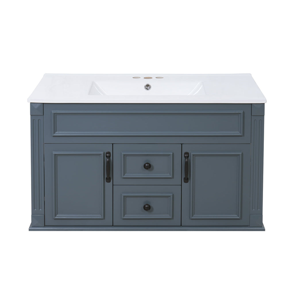 French Simple Style Wall Mounted Bathroom Cabinet With Sink