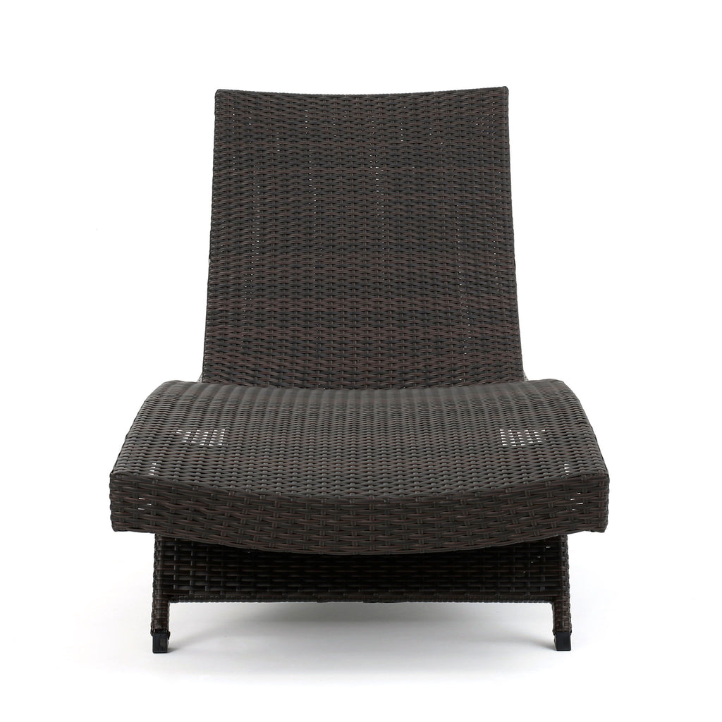 Salem - Wicker Chaise Lounge Adjustable Rattan Outdoor Chair Set - Brown Multi