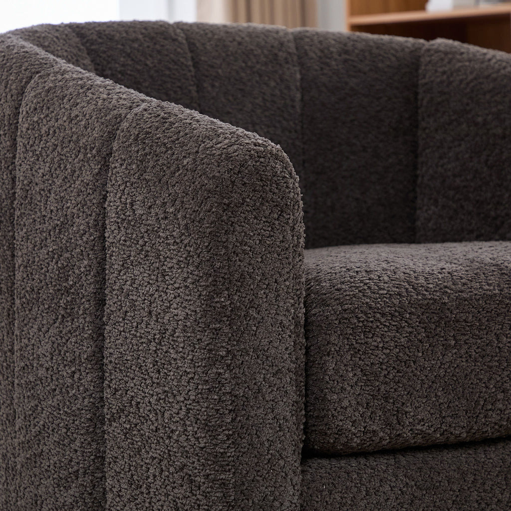 Swivel Upholstered Barrel Chair With Metal Base