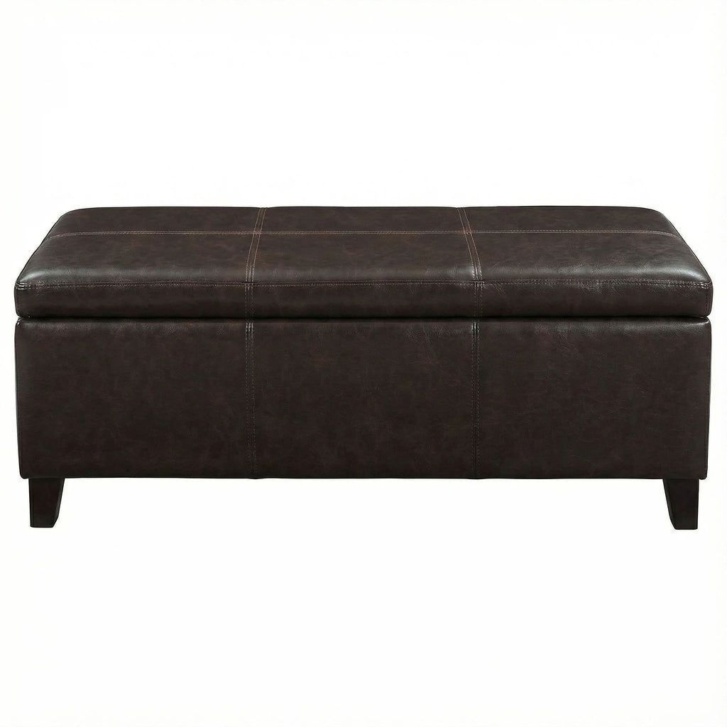 Rectangle Storage Ottoman Bench For Living Room - Brown