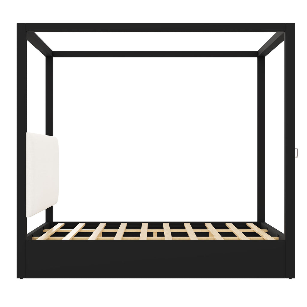 Canopy Platform Bed With Upholstered Headboard
