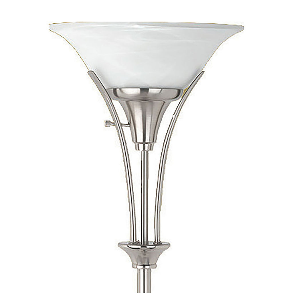 Jessa - Torchiere Floor Lamp With Soft Glass Shade - Silver