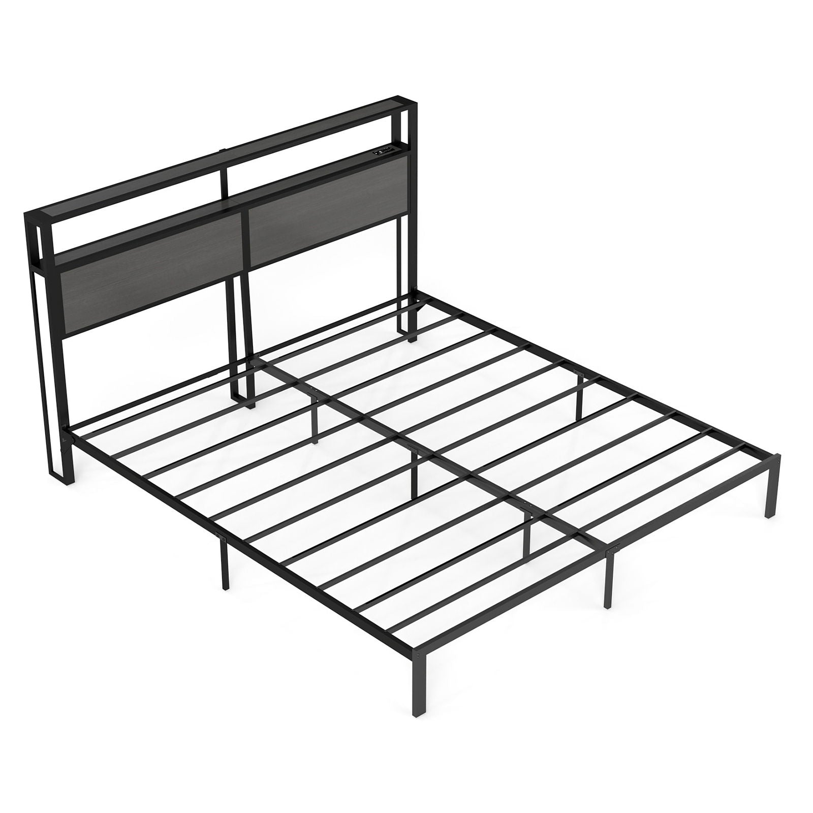 Bed Frame With Headboard, LED Lights & Charging Station