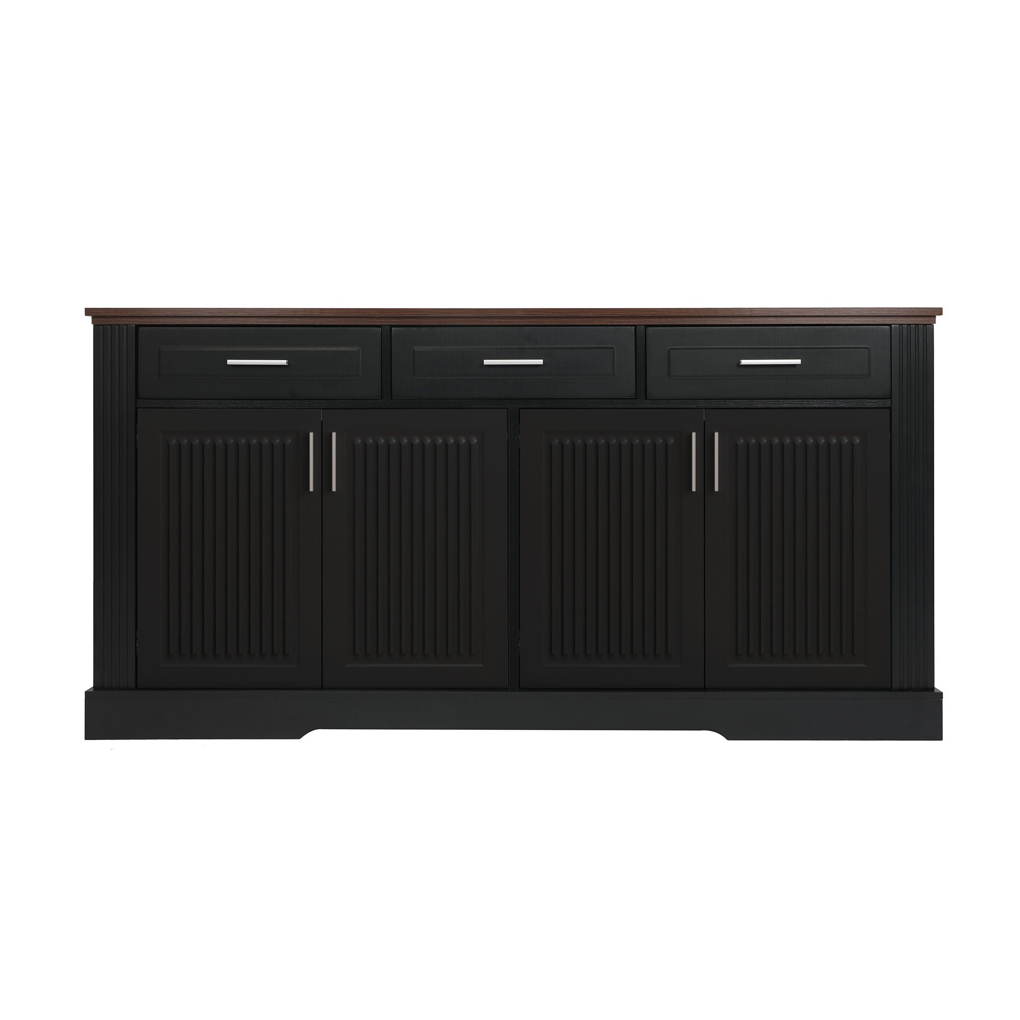 Fluted Sideboard Buffet Cabinet With 4 Doors And 3 Drawers