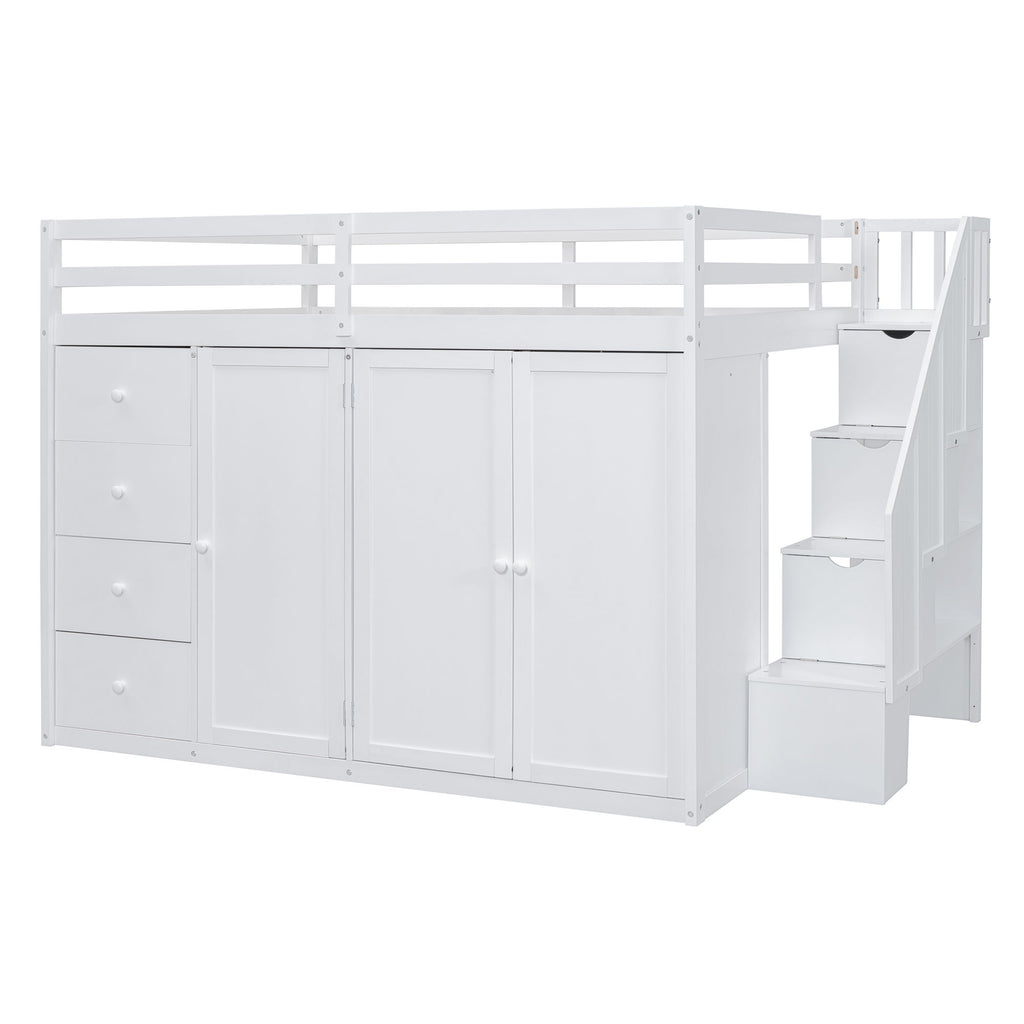 Loft Bed With Built In Wardrobes, Cabinets And Drawers