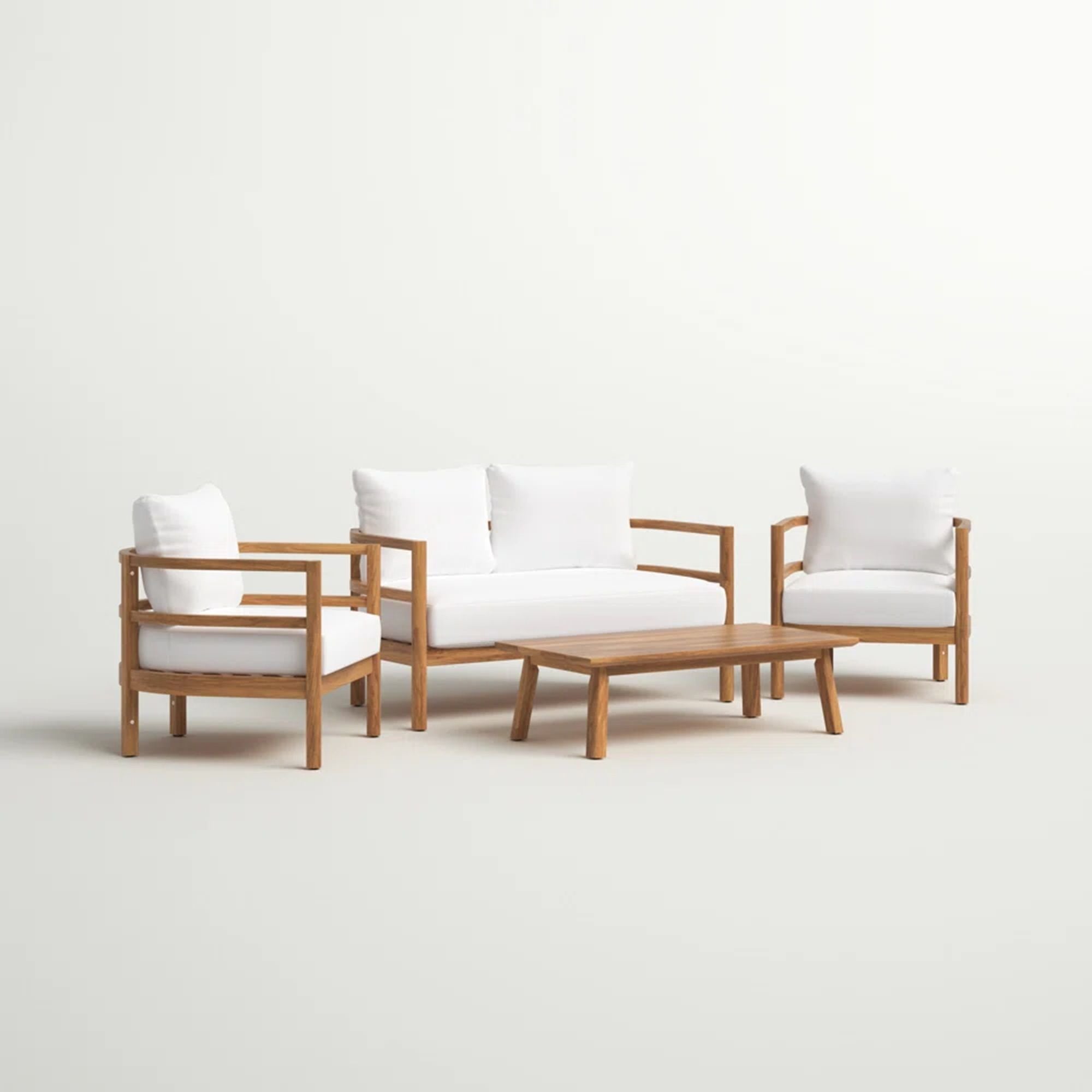 Outdoor Furniture With Coffee Table, Patio Conversation Set Deep Seating With Soft Cushion