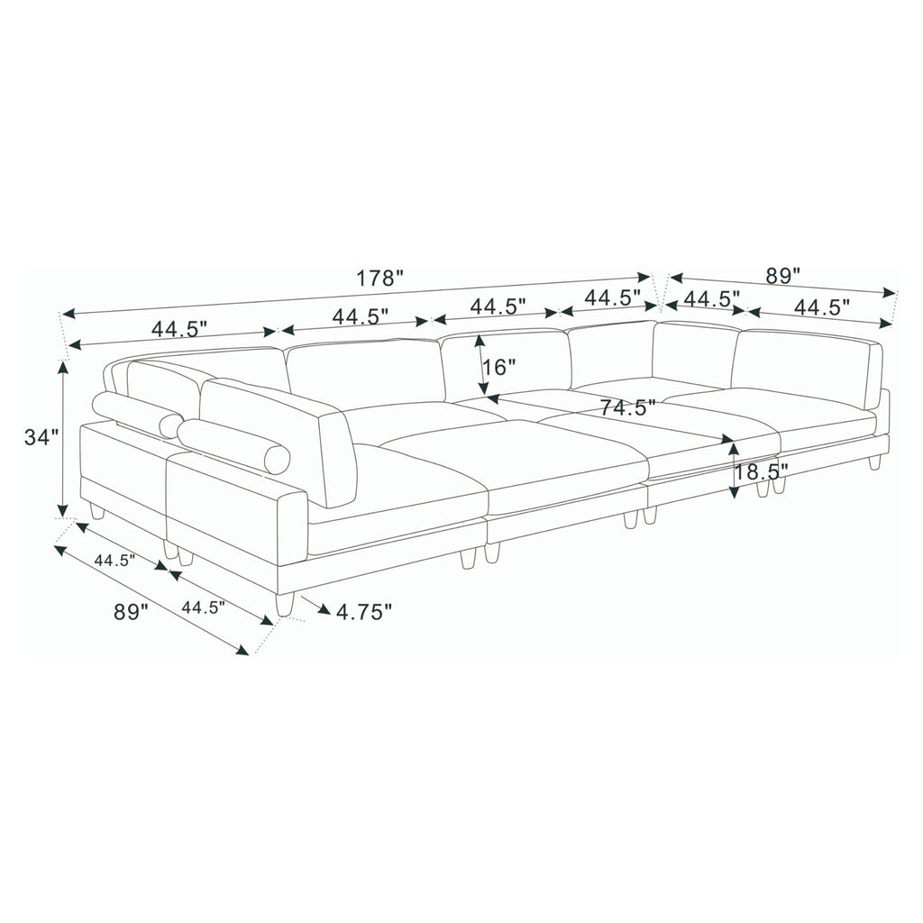 Modern Modular Sectional With Adjustable Back Support