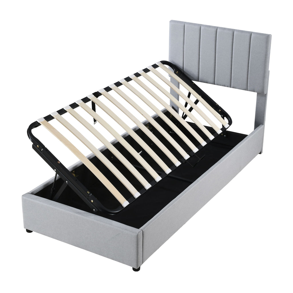 Upholstered Platform Bed With A Hydraulic Storage System