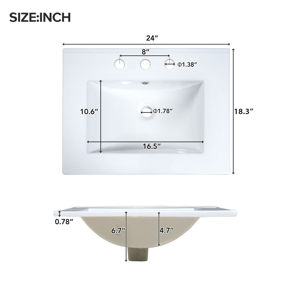 Modern Bathroom Vanity With Ceramic Sink, Soft-Close Doors, Flip Drawer, U-Shaped Shelves, Elegant Storage Solution