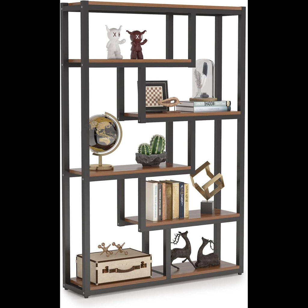 6 Tier Etagere Bookcase With Asymmetrical Shelves For Living Room
