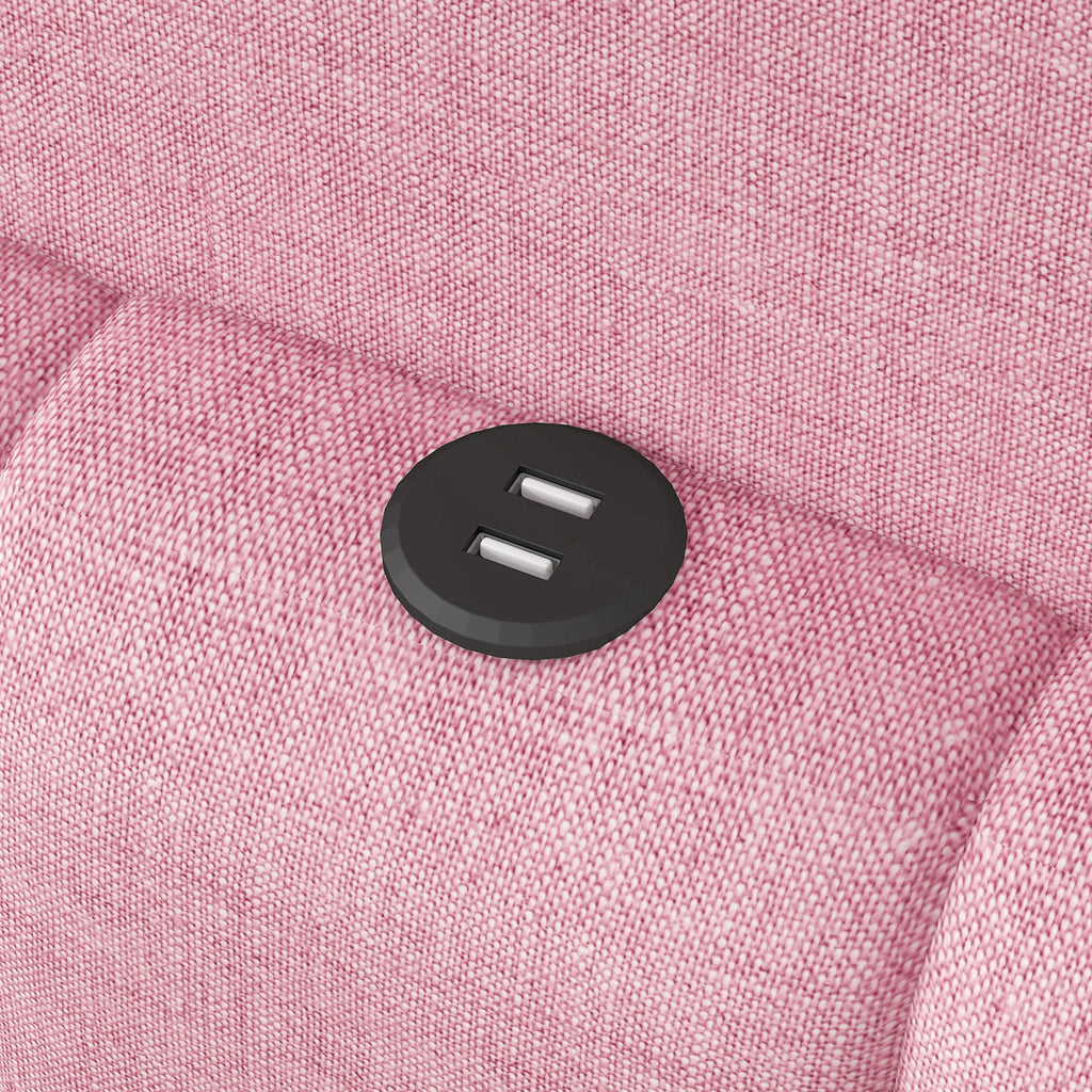 Upholstered Platform Bed With LED Belt And USB Ports