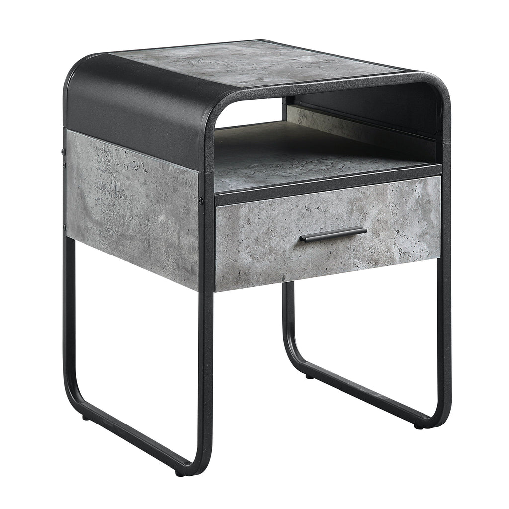 Raziela - End Table With Drawer - Black / Gray