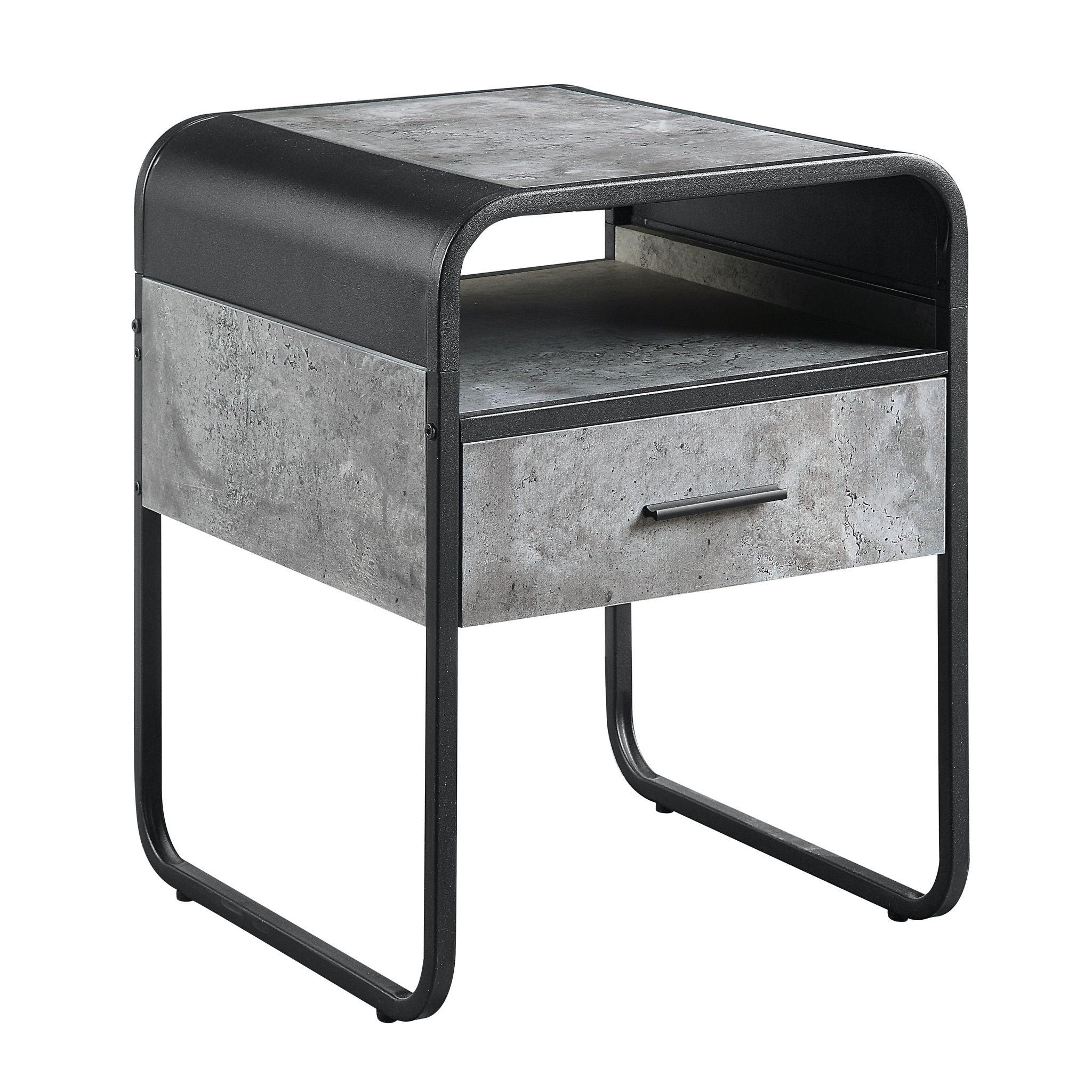 Raziela - End Table With Drawer - Black / Gray
