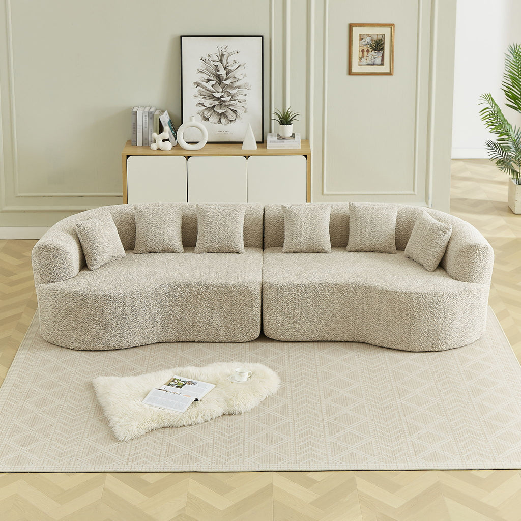 Curved Sectional Sofa With 6 Pillows