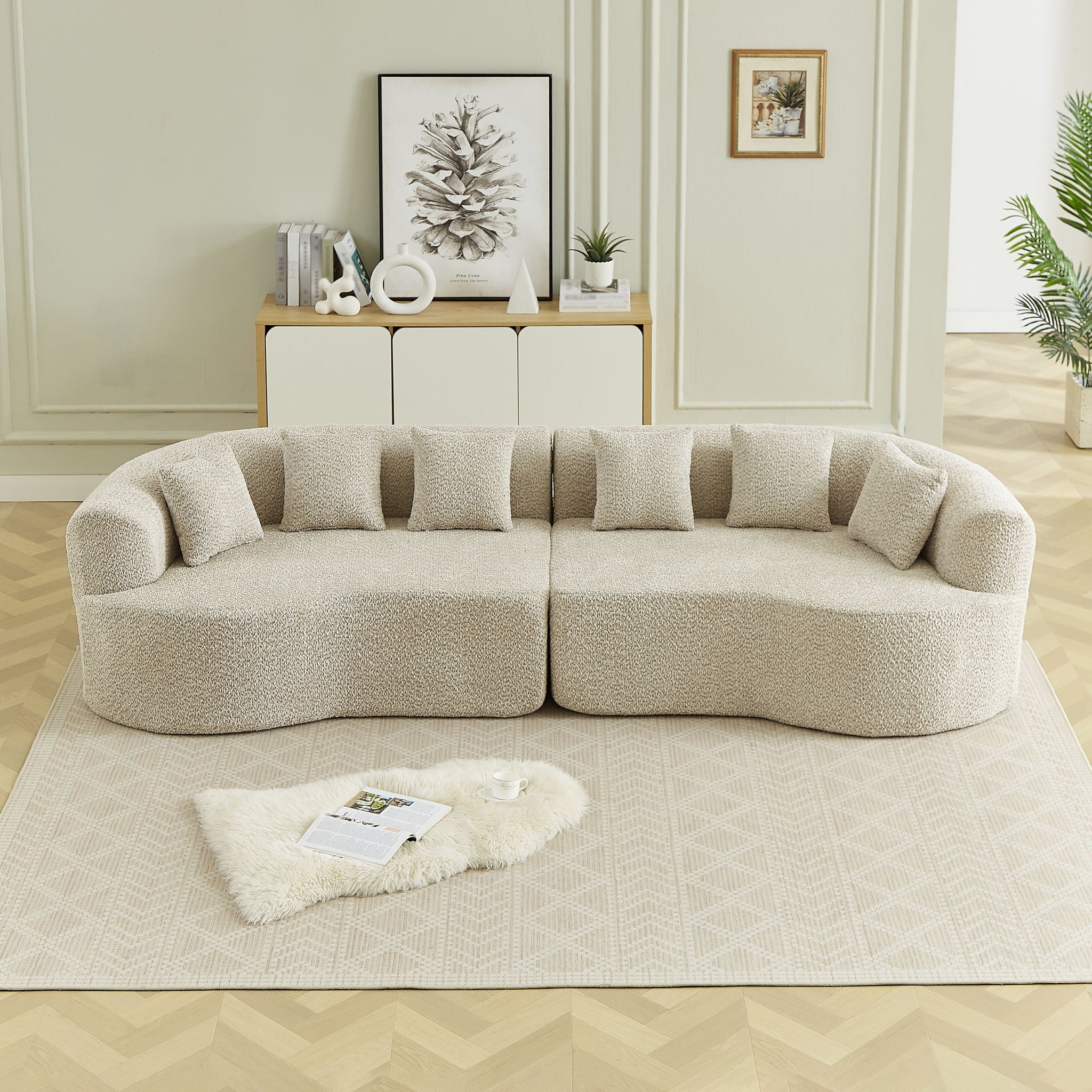 Curved Sectional Sofa With 6 Pillows