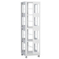 4 Tier All Steel Rotating Bookshelf With 360° Wheels, Large Size Sturdy & Spacious Book Rack, New Style Bookshelf - White