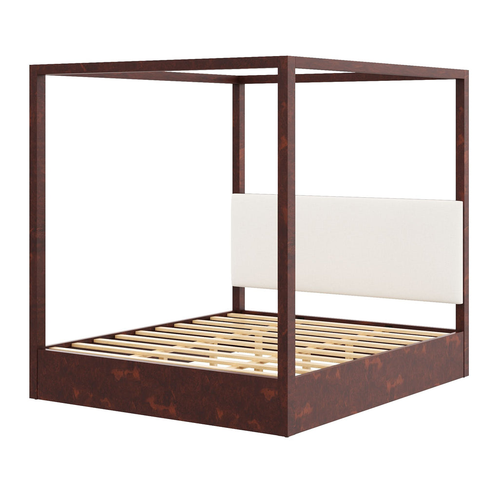 Canopy Platform Bed With Upholstered Headboard
