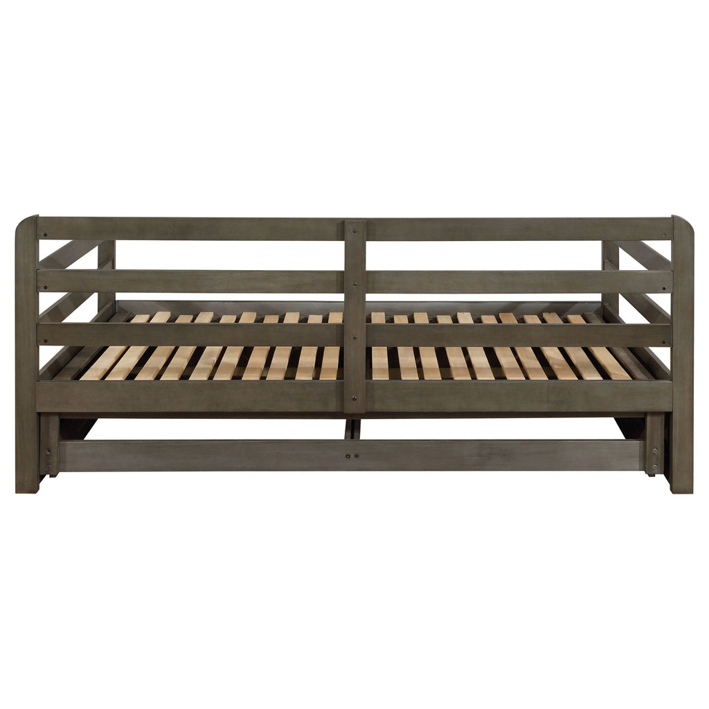 Twin Long 2 Drawer Daybed With Extendable Trundle, Storage Drawers, Fits Standard Mattress - Gray