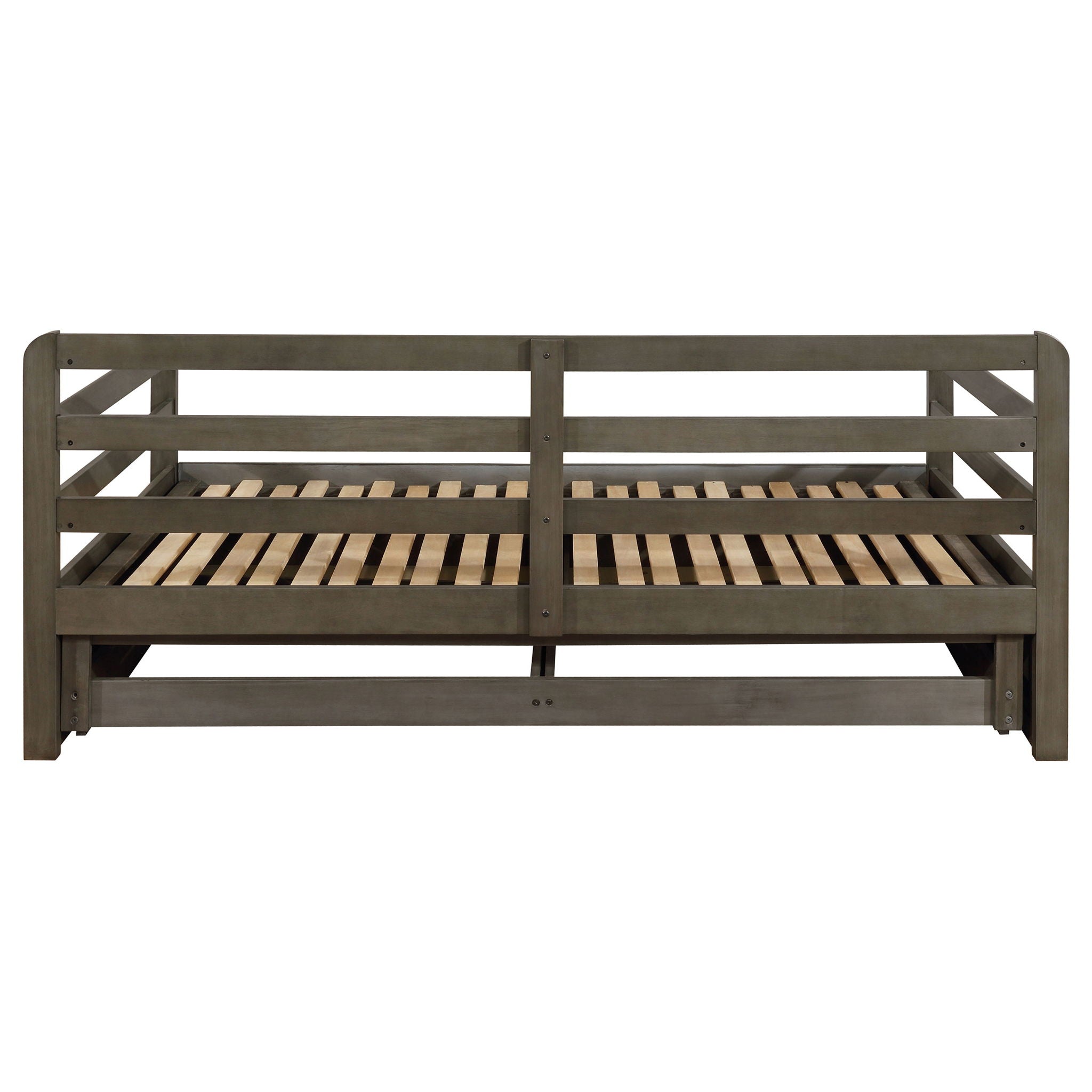 Twin Long 2 Drawer Daybed With Extendable Trundle, Storage Drawers, Fits Standard Mattress - Gray