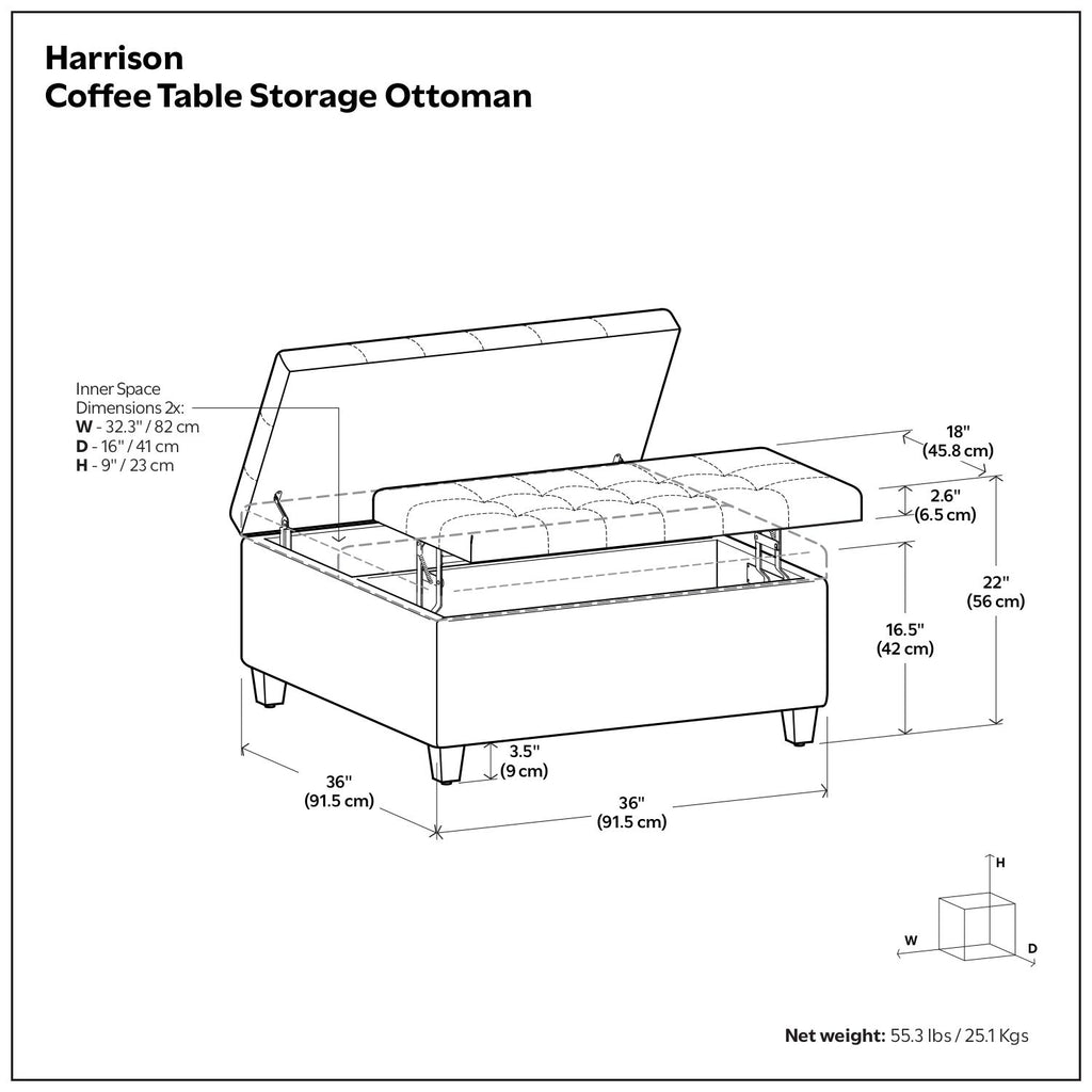 Harrison - Coffee Table Storage Ottoman - Tanners Brown