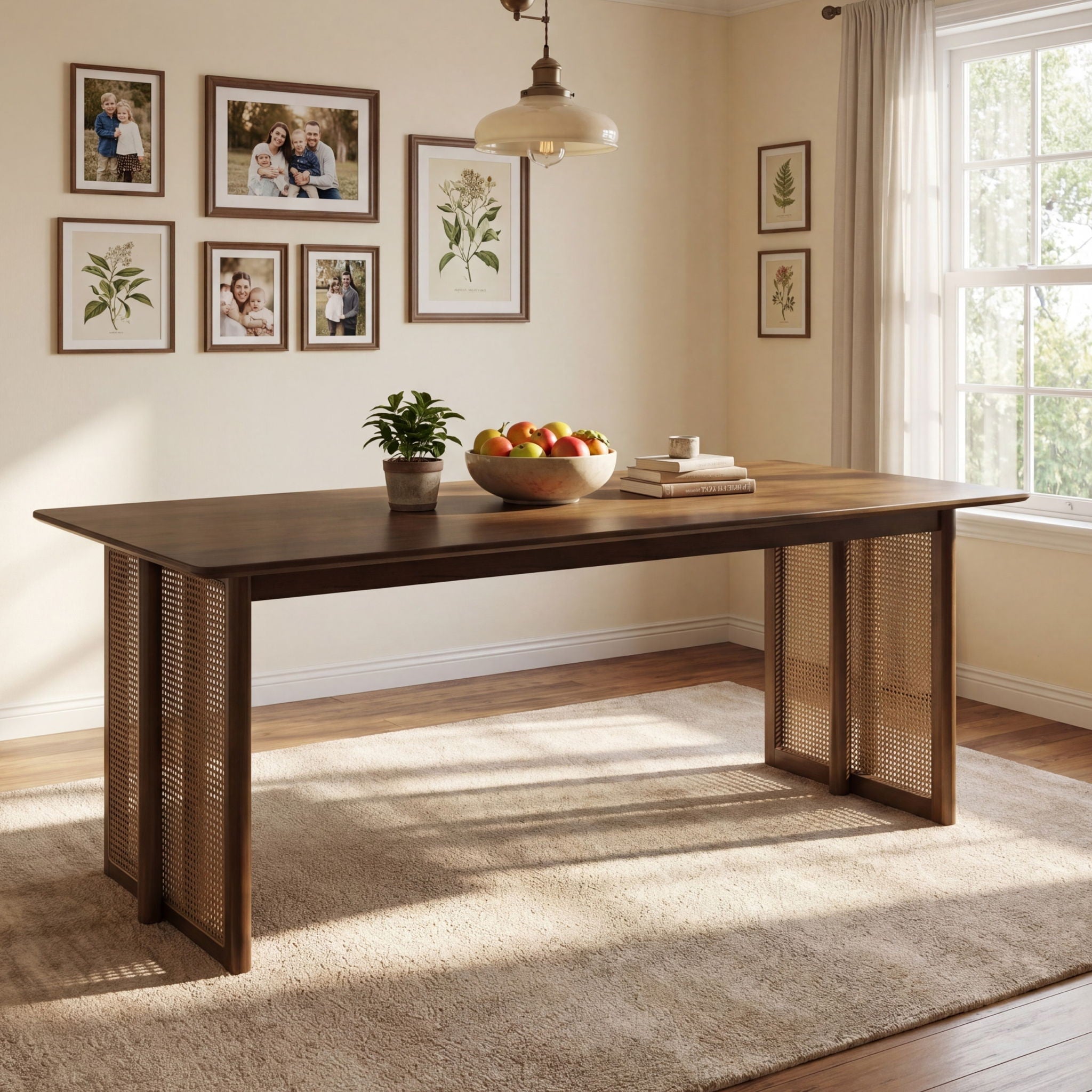 Dining Table With Rattan Accents