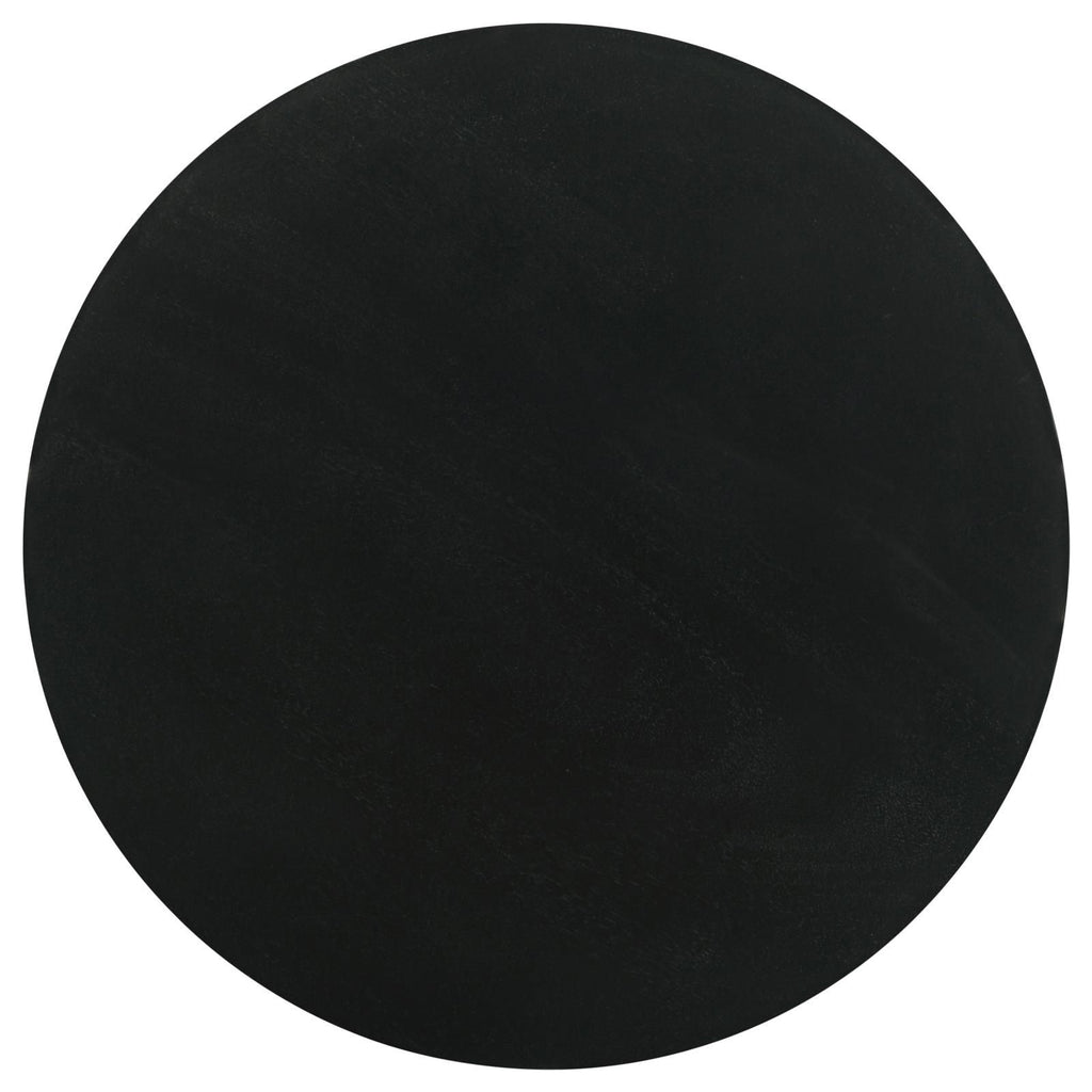 Stain Pedestal Accent Table Elegant Design With Round Top - Black