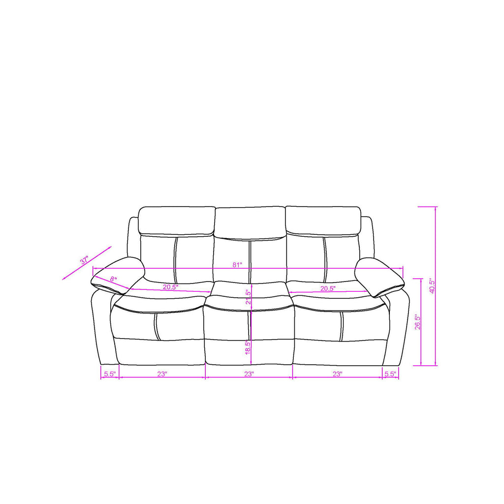 Blanche - Reclining Set With LED Lights, Speaker