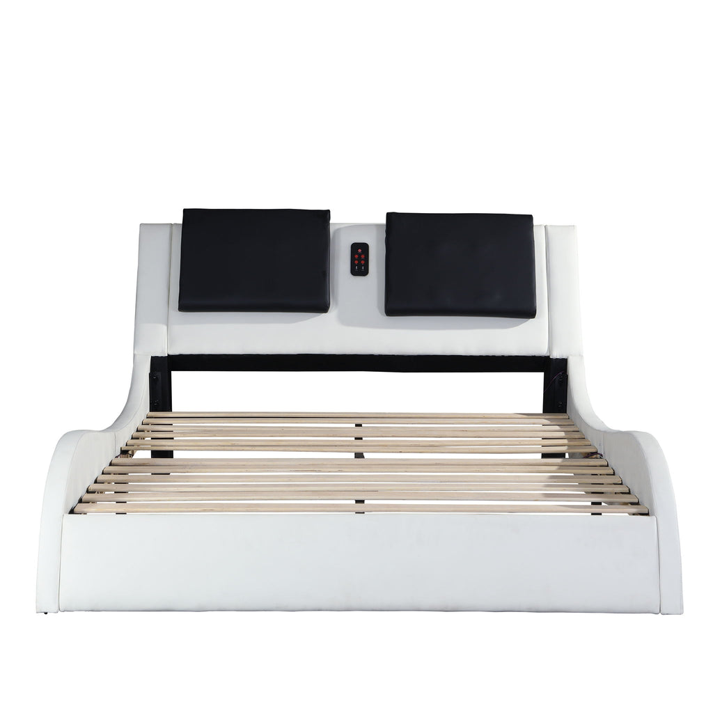 Platform Bed Frame With LED Lighting, tooth Music, Vibration Massage