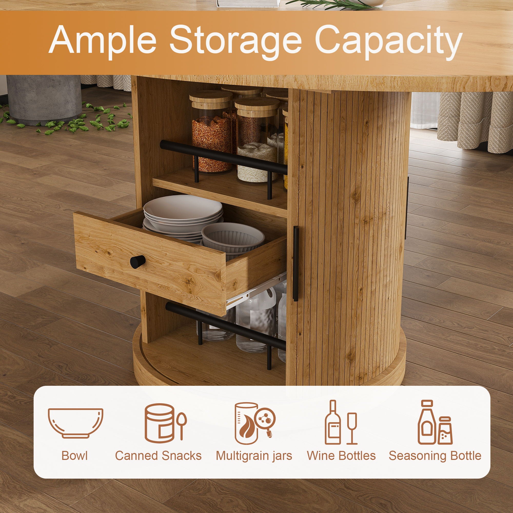 Extendable Oval Dining Table With 2 Tier Storage - Oak