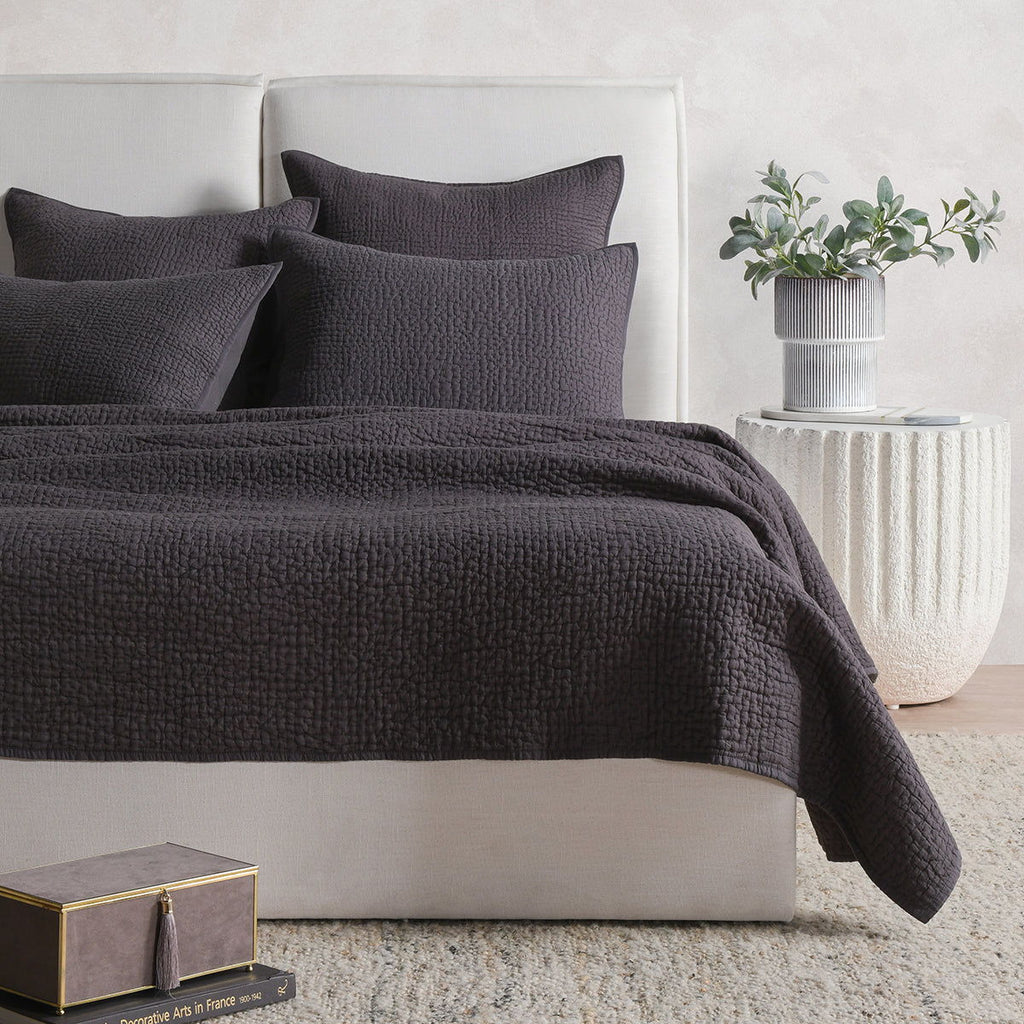 Danica - 3 Piece Queen Quilt Set - Charcoal