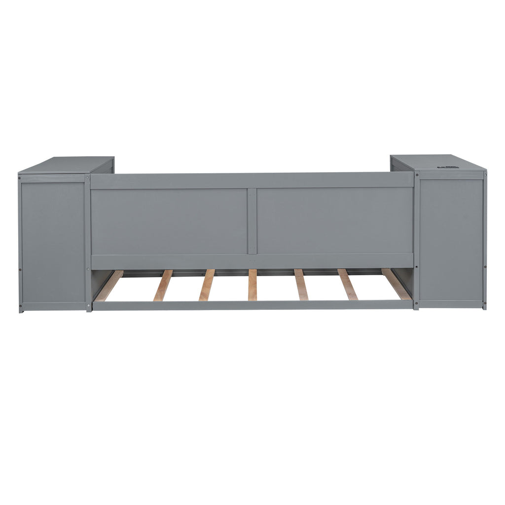 Daybed With Storage Arms, Trundle And Charging Station