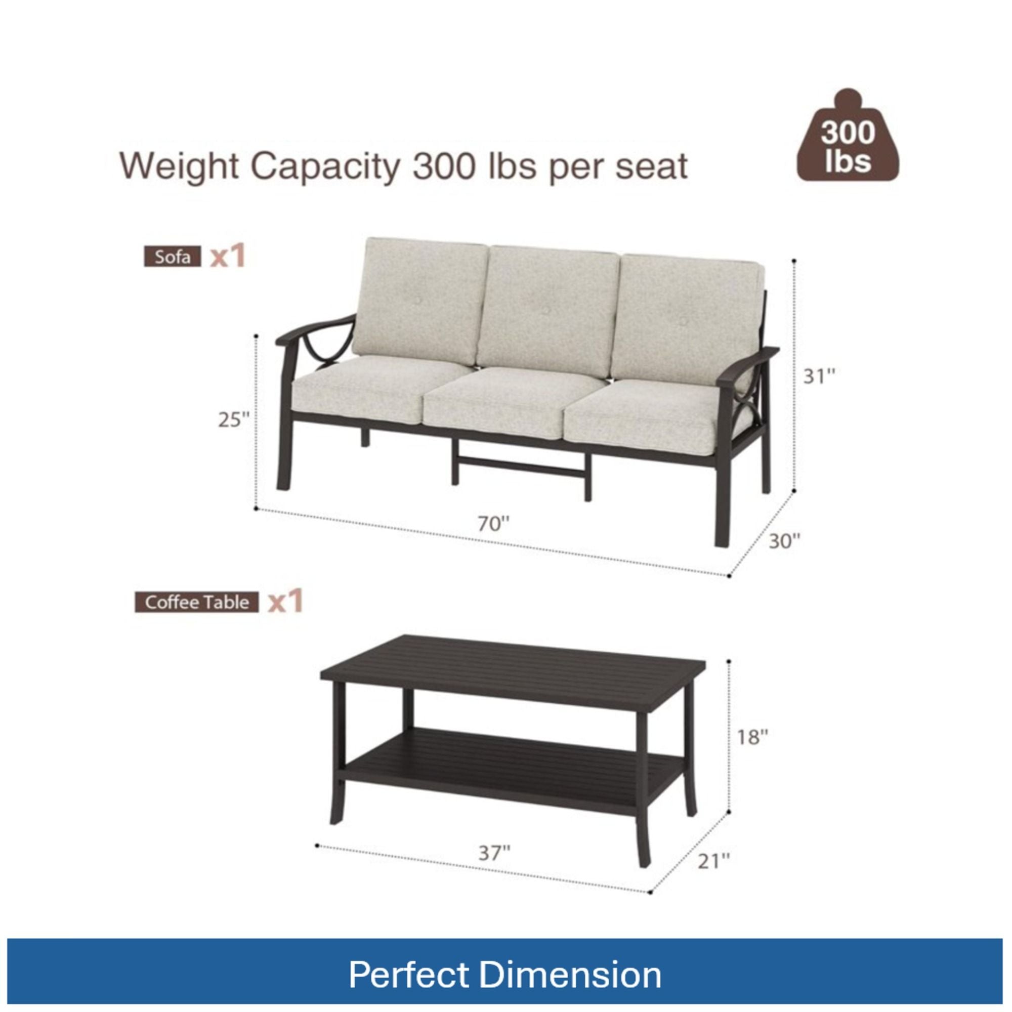 Patio Furniture Set & Coffee Table For Backyard