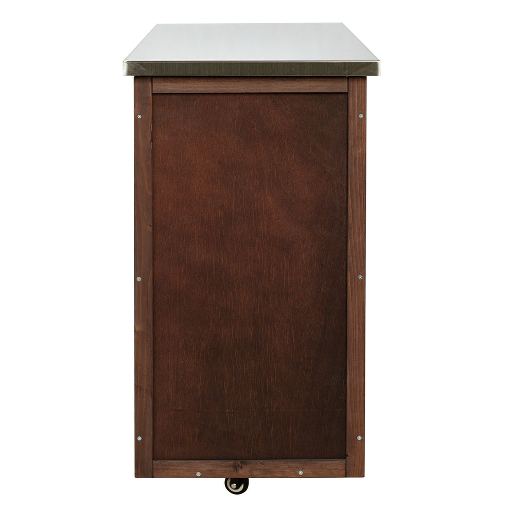 Outdoor Kitchen Island Prep Station With Lockable Wheels, Ample Storage, Towel & Spice Racks