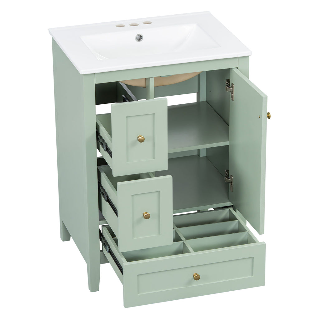 Modern Bathroom Vanity With Storage, Adjustable Shelf