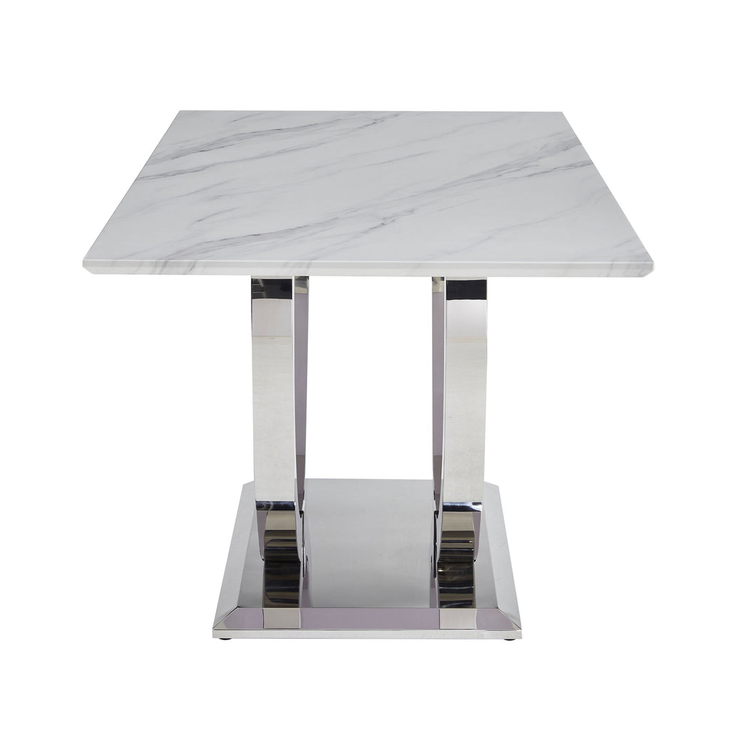 Rectangular Dining Table - Silver / White