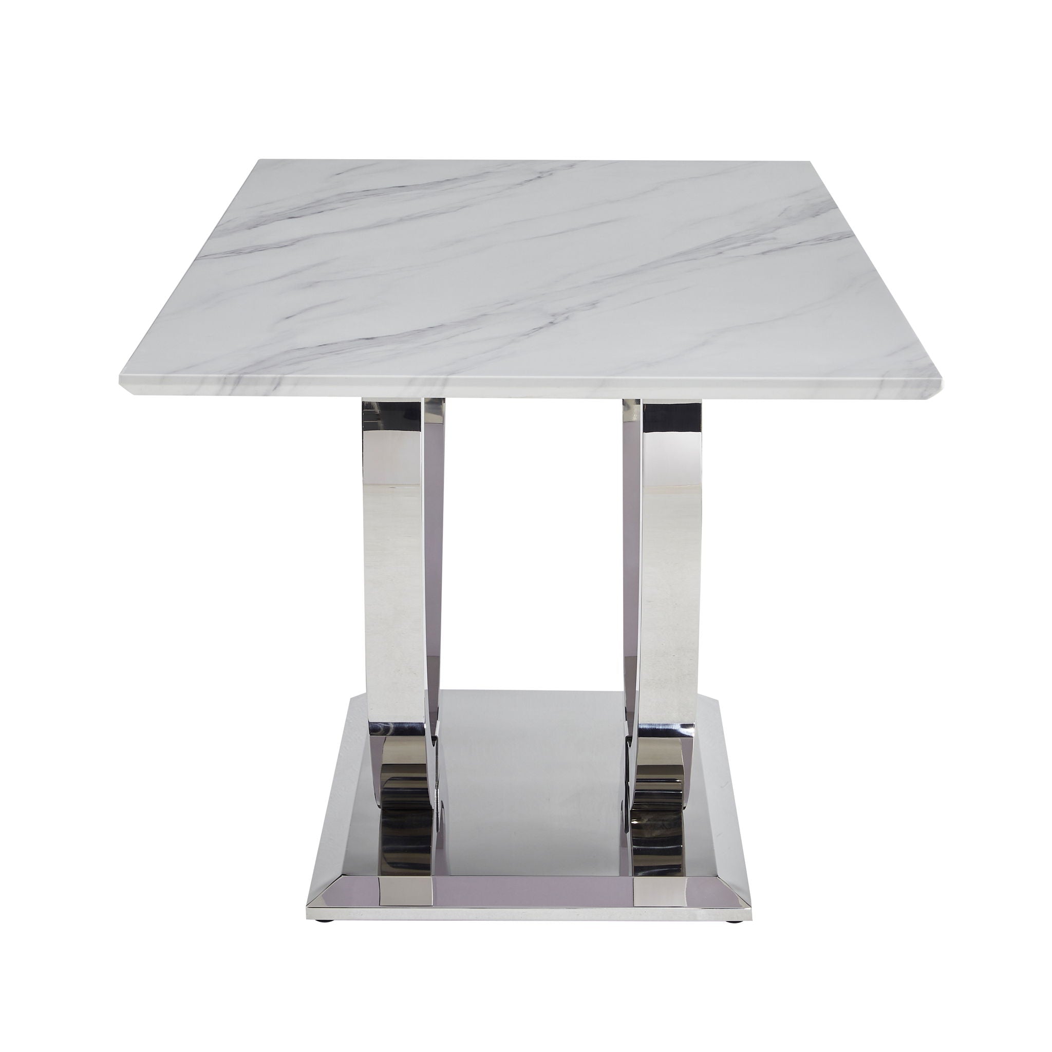 Rectangular Dining Table - Silver / White