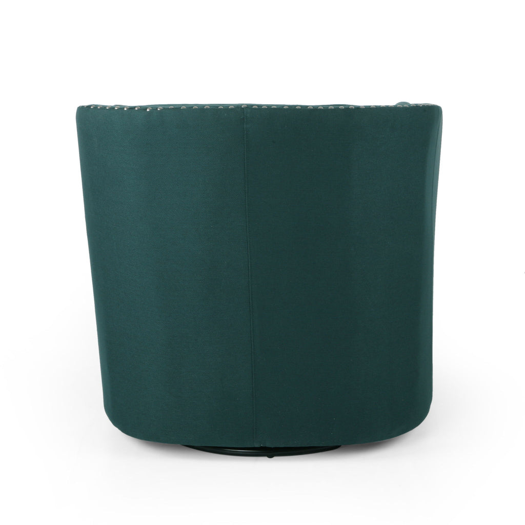 Modern Upholstered Swivel Club Chair With Nailhead Trim