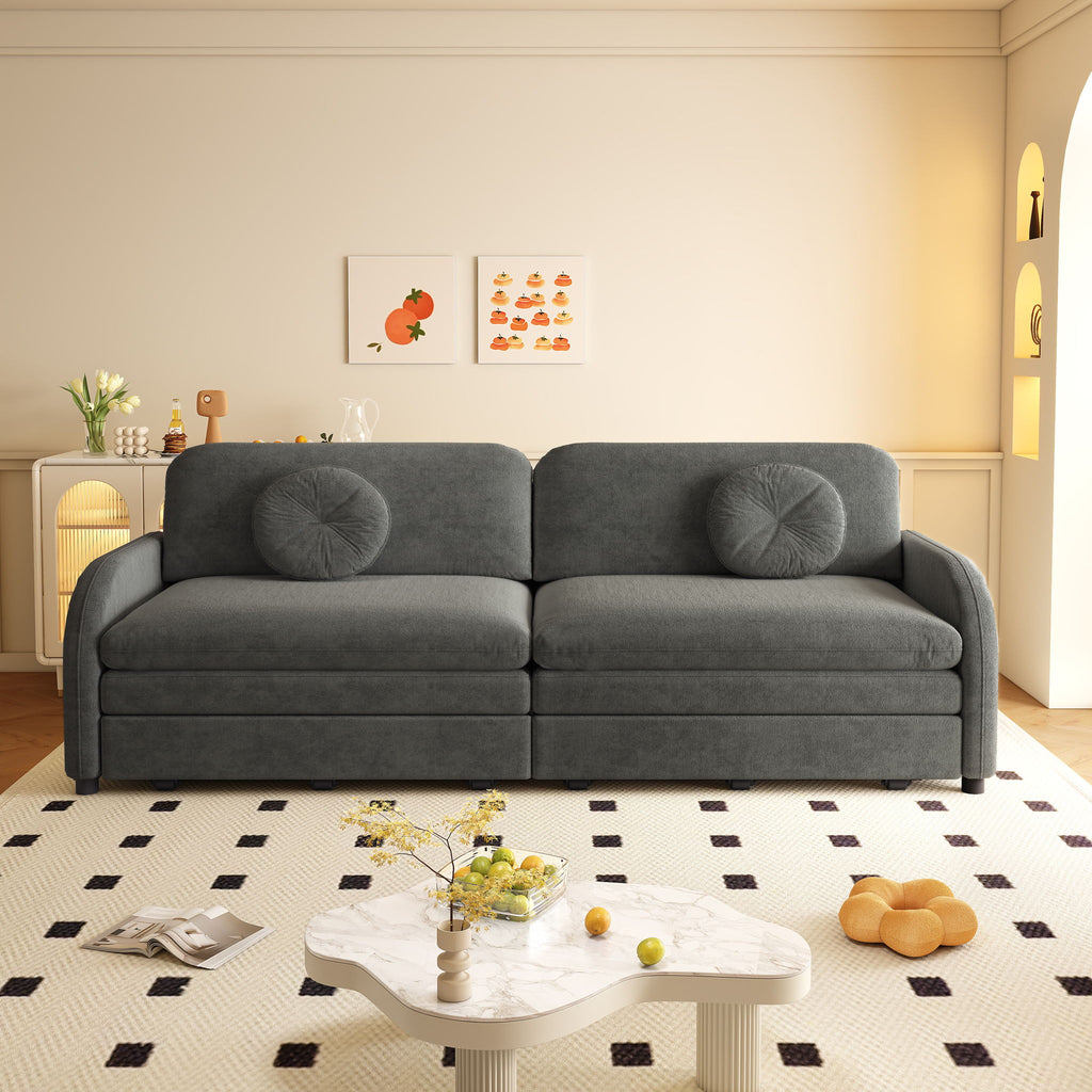Upholstered Pull Out Couch With Side Pocket & USB Port